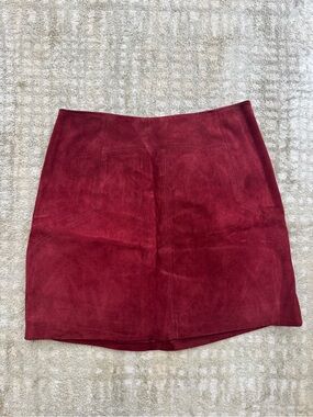 Hm 100% Suede Women's Burgundy Suede Mini Skirt